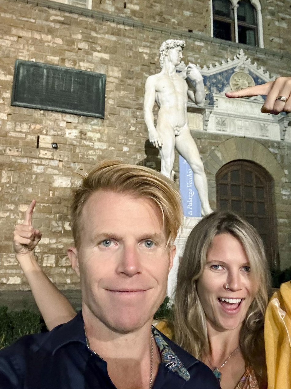 In front of the David