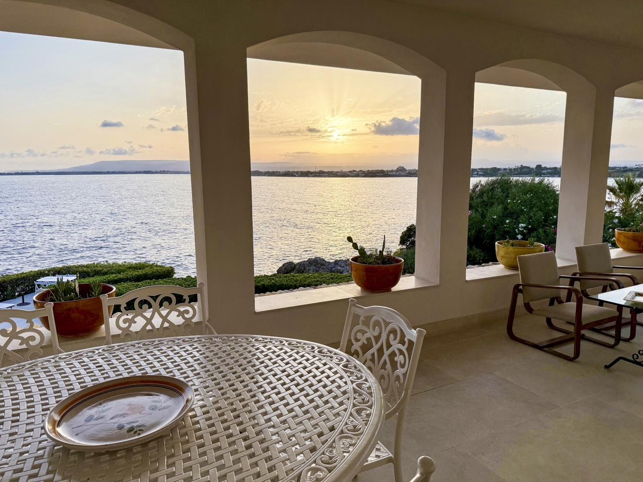 The main villa overlooking the water